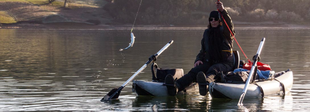 Best Inflatable Fishing Pontoons -catching fish on pontoon