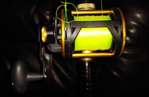 Penn Squall Lever Drag Trolling Reel Review - pic with braid added