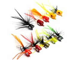 best smallmouth flies - Bass Popper Fly Dry Fly Fishing Flies Kit Panfish Bass Fishing Popper Topwater Bait