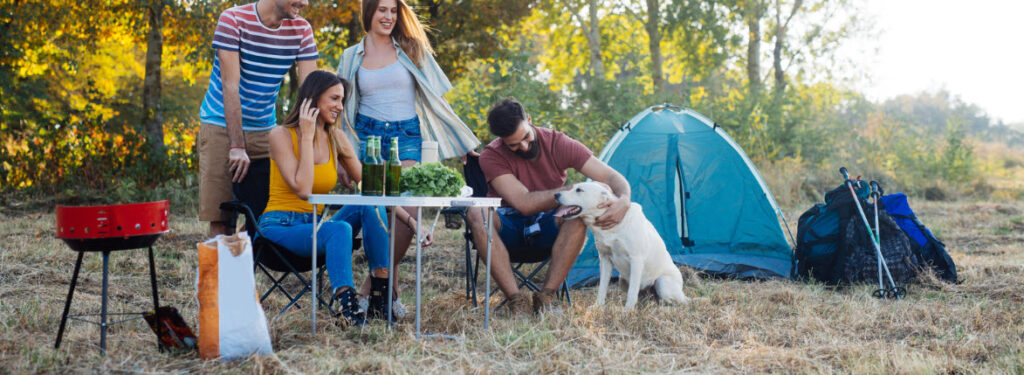 Tips for camping with pets - Pet at campsite