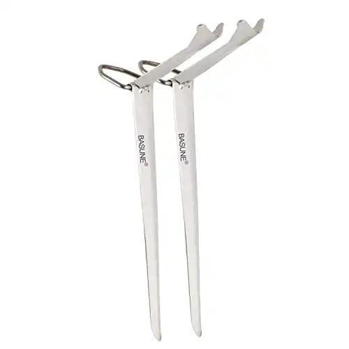 BASUNE Fishing Rod Holder Stainless Steel Ground Support Stand Fish Pole Folding Holder - 2 Packs