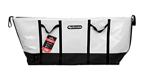 Kuuma Heavy Duty 240 Quart Insulated Fish Bag with Drain Plug - Keeps Your Fish Cool and Fresh (50186), White/Black