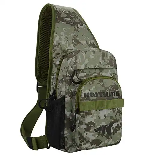 KastKing Sling Fishing Bag, Ultra Light-Weight Fishing Chest Sling Packs, Sling Tool Bag for Hiking Biking Hunting Camping School,Standard(11.5 x 9.25 x 5 Inches)-Digital Camo, Without Trays