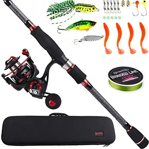 Sougayilang Telescopic Fishing Rod and Reel Combos with Lightweight 24-Ton Graphite Rod and Spinning reels-8.89Ft Rod DL3000 Reel with Carrier Bag