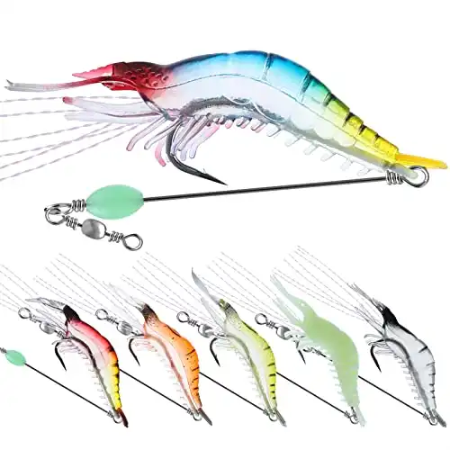 GOTOUR Soft Shrimp Lures Fishing Bait, Saltwater Fishing Lures Shrimp Baits Set, Luminous Artificial Lures for Freshwater Bass Trout Salmon, Premium Soft Shrimp Fishing Tackle