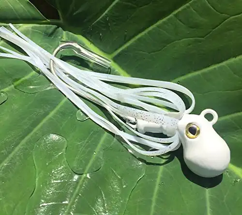 11 Oz Octopus Jig Glow White for Lingcod Grouper Snapper Rockfish Halibut Fishing