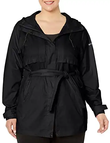 Columbia Women's Plus Size Pardon My Trench Rain Jacket, Black, 3X
