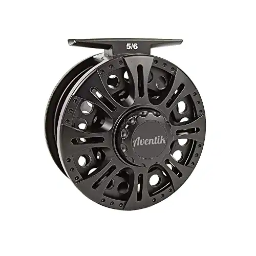 Aventik Z Fly Reel Center Drag System Classic III Graphite Large Arbor Sizes 3/4, 5/6, 7/8 Fly Fishing Reels (5/6)