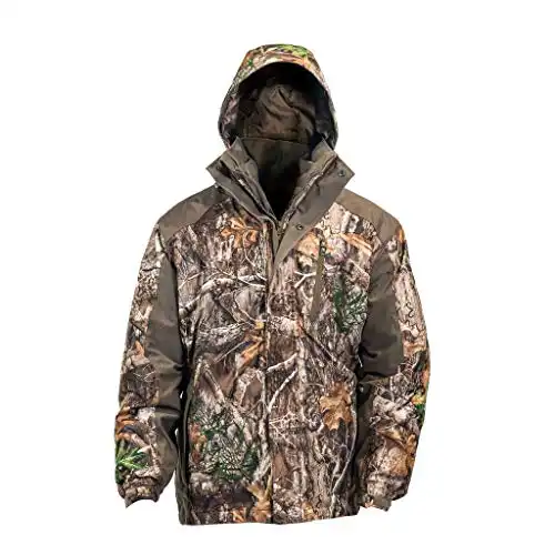 HOT SHOT Men’s 3-in-1 Insulated Realtree Edge Camo Hunting Parka, Waterproof, Removable Hood, Year Round Versatility, Medium