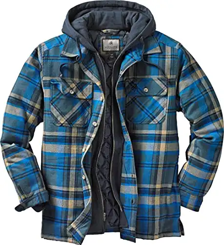 Legendary Whitetails Men's Standard Maplewood Hooded Shirt Jacket, Slate Hatchet Plaid, XX-Large
