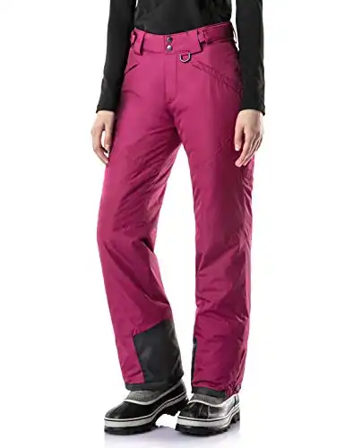 TSLA Women's Winter Snow Pants, Waterproof Insulated Ski Pants, Ripstop Snowboard Bottoms, Snow Basic Plum, X-Large