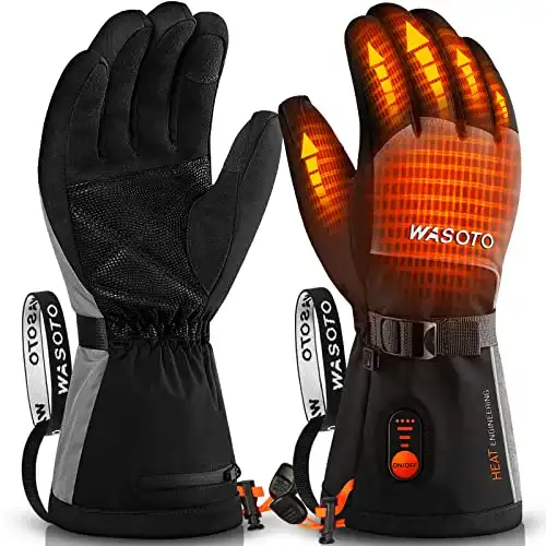 Heated Gloves for Men Women 7.4V Battery 22.2WH Rechargeable Heated Ski Gloves Touchscreen Waterproof Electric Heated Gloves for Winter Outdoor Work Skiing Hiking Camping Raynaud