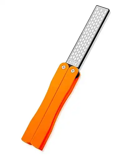 OSFTBVT Diamond Knife sharpener Pocket Sharpening Stone #400/600 Double Sides Folding Portable Orange - 1pcs