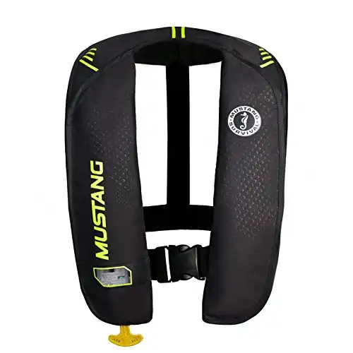 Mustang Survival - M.I.T. 100 Auto Activated PFD for Adults (Black - One Size Fits All) Co2 Activated Within 10 Seconds After Being immersed in Water, 26 lb. of Buoyancy, USCG Approved