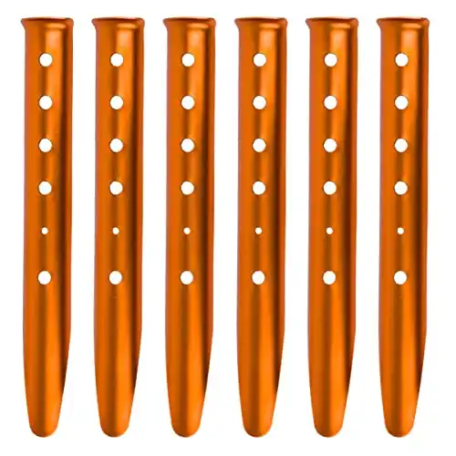 TRIWONDER 6X Snow and Sand Tent Stakes Pegs - Aluminum U-Shaped Tent Pegs Tent Nails Lightweight for Camping Hiking Backpacking (Orange - U-Shaped - 12.2 Inches)