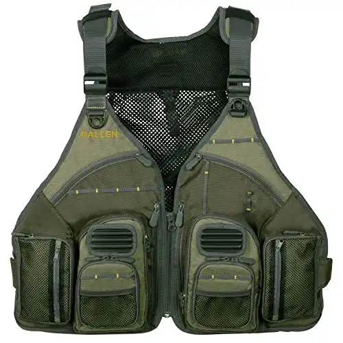 Allen Company, Big Horn Fishing Chest Vest with MOLLE Web Gear Lash, with Hydration Storage Pocket, Fishing Outdoor Gear, Olive, Medium (6346)