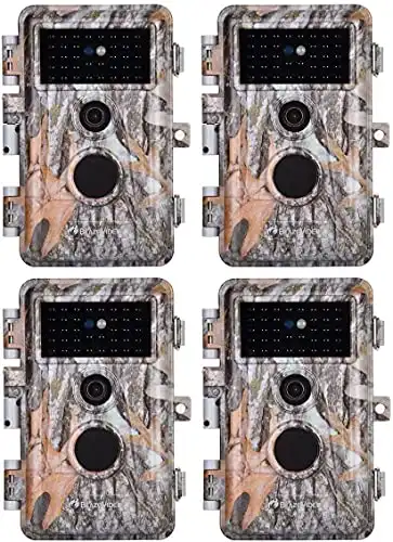 4-Pack Game & Deer Trail Cameras 24MP 2304x1296P H.264 Video for Hunting Wildlife and Home Security No Glow Night Vision Time Lapse Motion Activated Waterproof & Password Protected