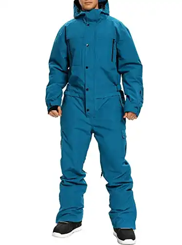 Bluemagic Mens Waterproof One Pieces Snowsuits Winter Ski Suits for Skiing Outdoor Sports(2XL,Blue)